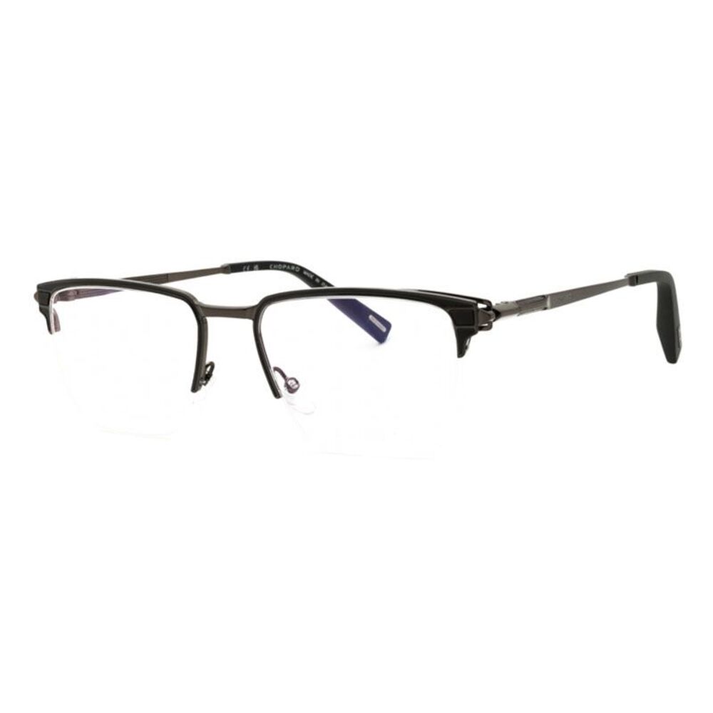 Chopard Eyeglasses Rectangle Semi Rim, Shiny Gunmetal Frame and Clear Demo